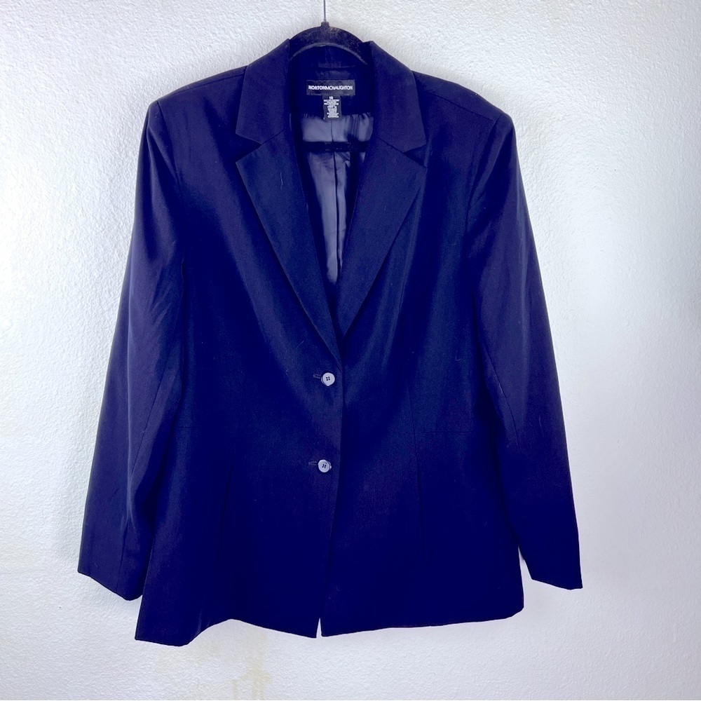 NORTON MCNAUGHTON Navy Suit Jacket w/2 buttons. Longer length. Size 18